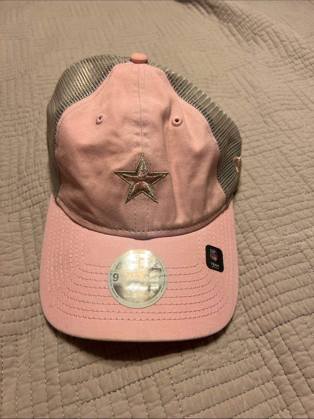 Twenty Pink and Gray Cowboys Trucker Hat with Star Accent